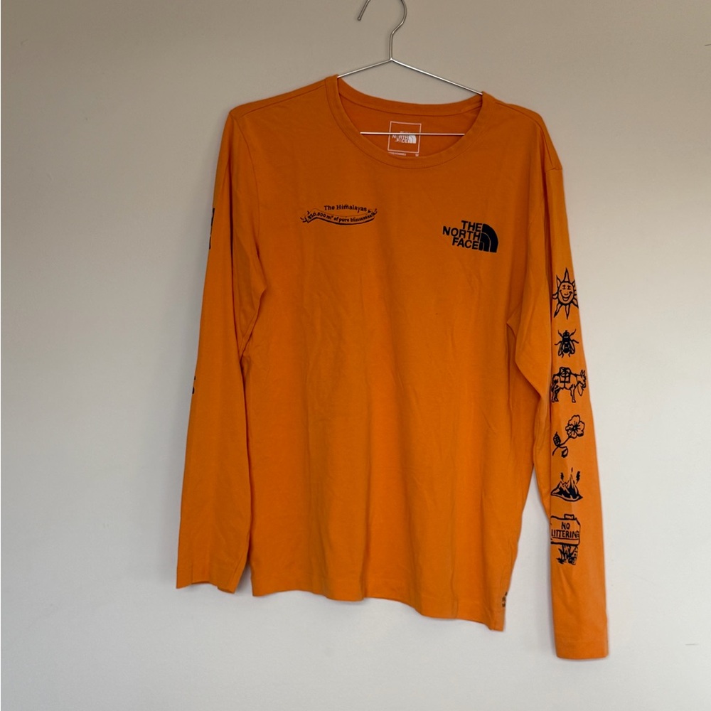 The North Face Vibrant Orange Graphic Long Sleeve Tee
